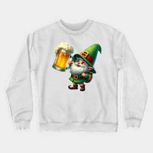 St Patricks Day Gnome Drinking Beer Crewneck Sweatshirt